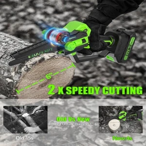 6in Mini Handheld Electric Chainsaw Cordless Chain Saw Wood Cutter Rechargeable - Picture 1 of 8