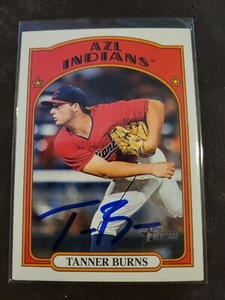 2021 Topps Heritage Minors #111 TANNER BURNS Rookie Card RC IP Signed AUTO MLB