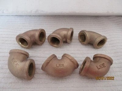Red Brass .. 90° Elbow..  1/2 " F x 1/2 " F  npt .. Class 125 lb ..USA.. (6 pk) - Image 1 of 4