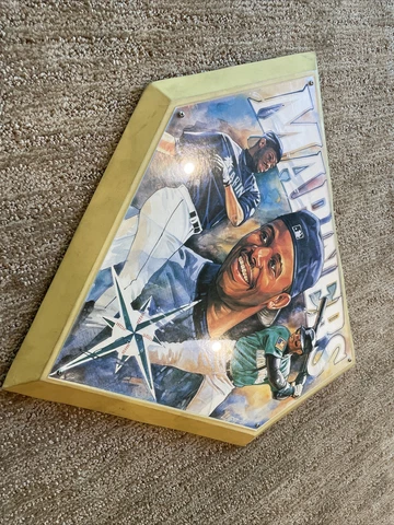 Ken Griffey Jr HOF Yellow Home Plate Base Wall Plaque Litho Mariners MLB 90s Art Cover