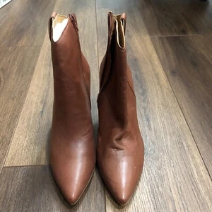 Lucky Brand Torince Western Bootie Leather Womens Sz 12M Pointed Tip Brown - Picture 1 of 8