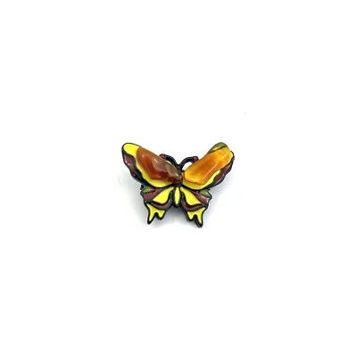 Butterfly Brooch Decorated With Natural Baltic Amber Stone - Image 1 of 3