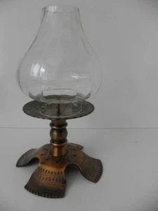 Kerzenleuchter Windlicht Kupfer Glasschirm - Picture 1 of 5