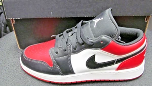 MAI INDOSSATE NIKE AIR JORDAN 1 LOW (GS) 6 YOUTH GYM ROSSE BIANCHE NERE con SCATOLA ORIGINALE - Foto 1 di 7