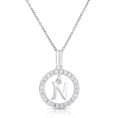 Collar colgante de plata esterlina 925 maciza letra inicial alfabeto A-Z 16" 18" Foto 1 de 4