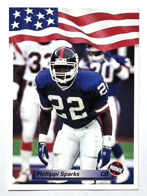 ROOKIE CARD PHILLIPPI SPARKS New York Giants 1992 All World Sports USA FLAG #36 - Image 1 of 2