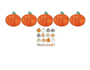 Set Of 5 18'' Fall Pumpkin Balloons With 10 Stickers Birthday Party Decoration - Picture 1 of 1
