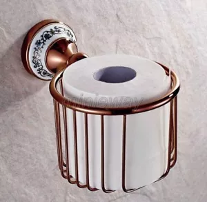 Rose Gold Copper Wall Mounted Bathroom Toilet Paper Roll Holder Basket mba389 - Picture 1 of 6