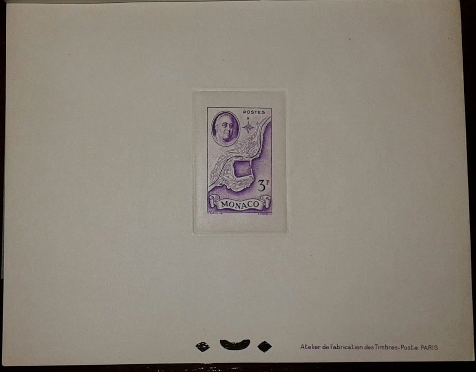 O) 1946 MÓNACO, PROOF, FRANKLIN D. ROOSEVELT Y MAMP OF MONACO SCT 202 3fr, XF Foto 1 de 1
