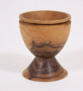Miniature 1.5” Turned Vintage Olive Wood Chalice Cup Mortar Tiny Doll Bear 