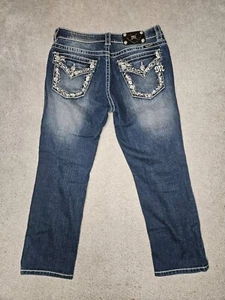 MISS ME Womens Jeans Size 28 Boyfriend Capri Dark Wash Denim Blue Pants - Picture 1 of 4