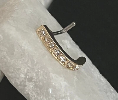 1pc Channel Set CZ Gem Nose Crawler L-Bend  Nose Ring Stud Screw - Image 1 of 3