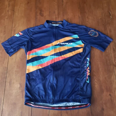 Camiseta de ciclismo Jakroo masculina XL ajuste de corrida clube de ciclismo Franco azul qualidade profissional SS - Imagem 1 de 4