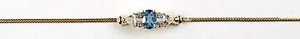 14k Yellow Gold Cuban Link Blue Topaz Cubic Zirconia Ladies Bracelet - Picture 1 of 5