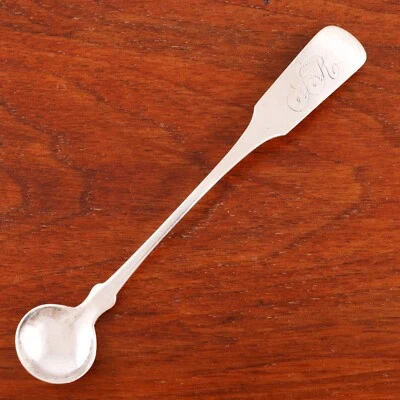 H HASTINGS CLEVELAND,OH 硬币银色 MUSTARD LADLE FIDDLE 1815-20 MONOGRAM SR — 第 1/4 张图片