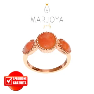 Anello in corallo naturale e argento 925 rosè, trilogy sole - Imagen 1 de 4