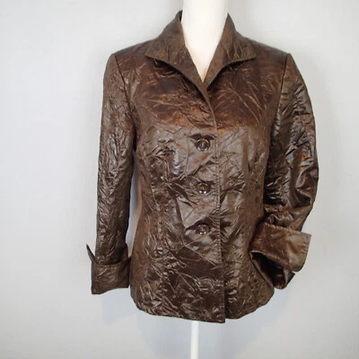 Chaqueta Blazer Lafayette 148 Arrugas Arrugas Croco Marrón Oscuro 8 Primavera Foto 1 de 4