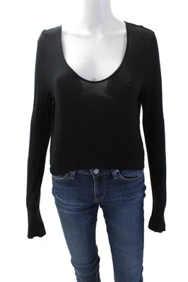 T Alexander Wang Women Cropped Button Long Sleeve Black Top Size S - Image 1 of 4