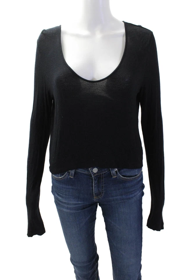 Top T Alexander Wang Mujer Botón Recortado Manga Larga Negro Talla S Foto 1 de 4