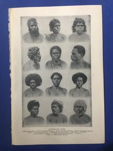 1920 Australian Types Racial Ethnicities Fiji Tonga Tasmania + Book Illustration - Bild 1 von 3