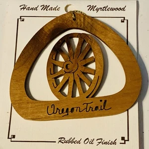 Vintage Myrtlewood Wagon Wheel Western Oregon Trail Ornament Decoration Pendant - Picture 1 of 5