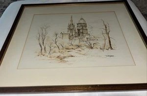 NotreDame 1959 Aquarell von Edward Basker signiert - Bild 1 von 8
