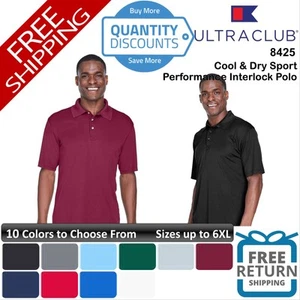 🔥 UltraClub Men Cool & Dry Sport Performance Interlock Polo Up To 6XL 8425 - Picture 1 of 38