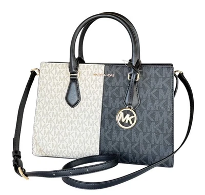 Bolso de Hombro Michael Kors Sheila M Cremallera Central Bloque de Color MK Negro Multi Foto 1 de 4