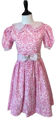 Vintage Sylvia Whyte Dress Size 14 Girls Small Womens Prairie 80s Pink Cottage - Image 1 of 4