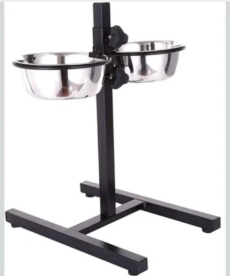 Elevated Dog Feeder Bowl LARGE Pet Feeding Station Stainless Steel Bowls  Foto 1 de 4