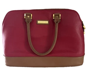 Bolso de mano grande Joy & Iman de cuero genuino atemporal rojo y tostado - Imagen 1 de 8