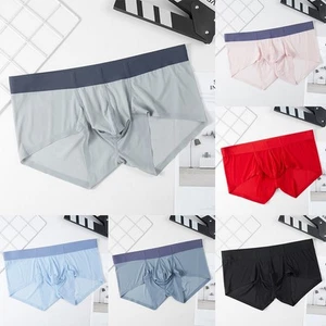 Boxer classique homme soie glacée transparent slip sous vêtement malles short - Picture 1 of 20