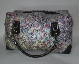 Nahui Ollin Comicstreifen recycelte Süßigkeiten Verpackung Handtasche handgewebt Beuteltasche Tasche ANSEHEN - Bild 1 von 23