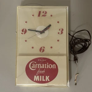 Vintage Carnation Fresh Milk Clock Sign **READ** - Picture 1 of 8