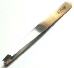 4" Augenbrauenpinzette schräge Spitze Edelstahl Beauty Tool KLASSE SILBER - Bild 1 von 1