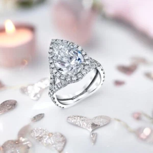 Plat 950 Pear 2.75 Ct IGI Lab Created Engagement Ring 6 7 8 Diamond - Picture 1 of 11