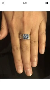 Sterling Silber Ring mit blauen Steinen Herren 925 Größe R - Bild 1 von 4