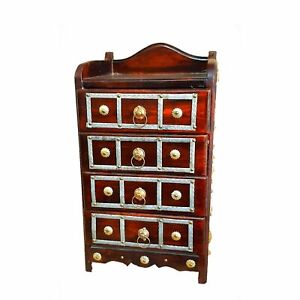 Organizer Wooden 4 Rack Drawers Storage Cabinet For Living Room Home Office 
