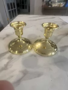 Vintage Set (2) 3”Brass Candlesticks made in India shiny good condition see pics - Picture 1 of 8