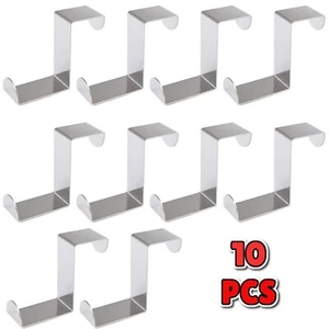 10 Pack Over The Door Hooks Adjustable Z-Shaped Silver Hangers for Clothes Towel - Picture 1 of 7