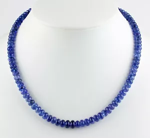 Nobile Collana di Tanzanite Pietre Preziose Blu Rondella Aa Qualità Collier - Foto 1 di 3