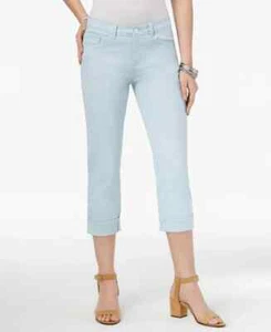 Lee Platinum Cameron Cropped Jeans Women's 16 Waterfall Solid Button Zip Closure - Picture 1 of 18