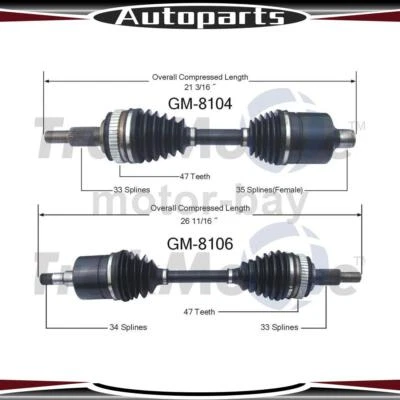 Eje delantero izquierdo derecho CV para Oldsmobile Toronado 1989-1990 Foto 1 de 4
