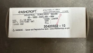 ASHCROFT 25 1009SWL02L60# 251009SWL02L60 (NUEVO EN CAJA) CALIBRE 60 PSI DURALIFE - Imagen 1 de 7
