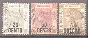 Hong Kong Sc# 52-54-55 used 1885-91 Cat Val $287 gtc12 - Bild 1 von 1