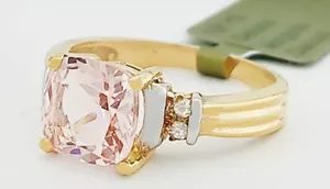 GENUINE 1.28 Cts MORGANITE & DIAMOND RING 10K GOLD - Free Certificate Appraisal - Picture 1 of 7