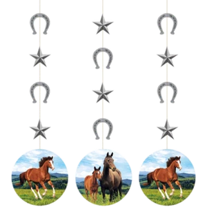Melbourne Cup Party Supplies Horse and Pony Hanging String Cutouts 3 Pack - Picture 1 of 1