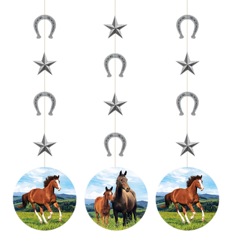 Melbourne Cup Party Supplies Horse and Pony Hanging String Cutouts 3 Pack  - Image 1 of 1