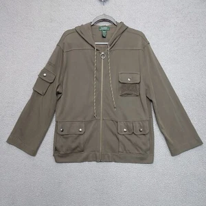 Lauren Ralph Lauren Hoodie Damen XL Grün Full Zip Utility Cargo Taschen - Bild 1 von 7