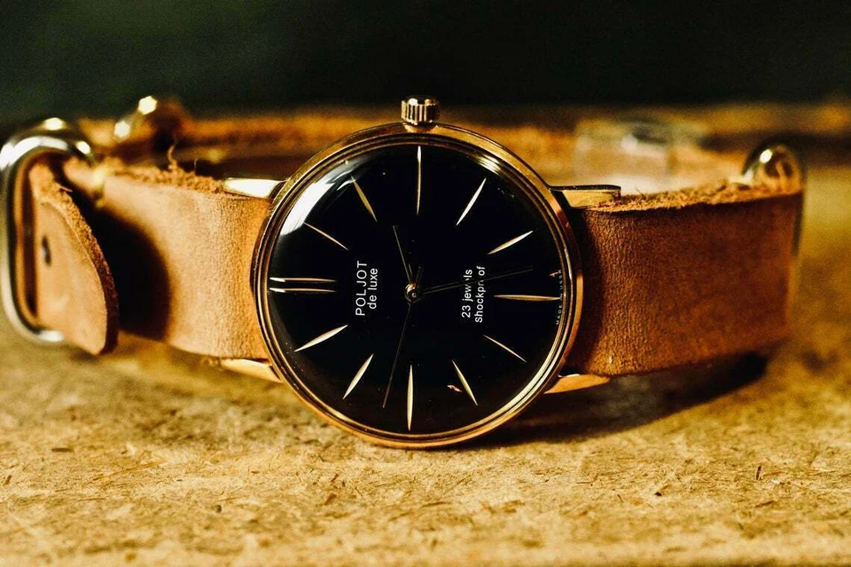 Watch POLJOT De Luxe Vintage Mechanical Luxury leather strap Men's Ultra SLIM - Image 1 of 4